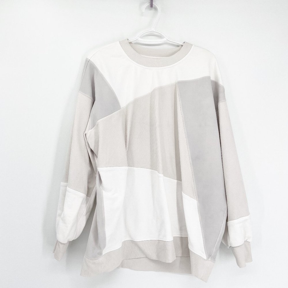 LULULEMON Gray White Patchwork Colorblock Sweatshirt